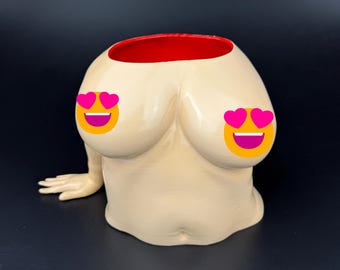 Funny Boob Jar – Breast Shaped Candy Bowl, Organizer or Coin Bank – Adult Gag Gift,  Home Decor, Body Art Sculpture