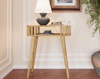 Slim Console Table Oak • Small Console Table Light Wood • Slatted Console Table Scandinavian • Japandi Console Table Narrow • Table Shelf