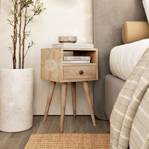 Narrow Bedside Table Etsy