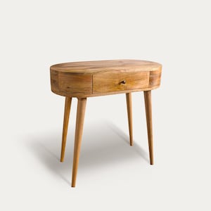 Mid Century Nordic Solid Wood Dressing Table, Slim Modern Vanity Makeup Desk