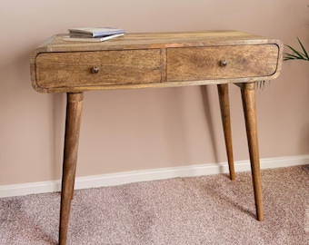 Narrow rounded console table, scandinavian console table with drawers