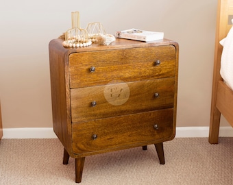 SALE! Extra Wide Bedside Table 3 Drawers Storage • Large Bedside Cabinet with Drawers • Big Bedside Table Chest • Nordic Bedside Cabinet