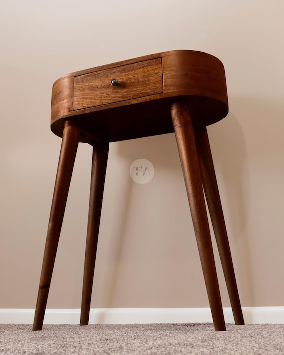 Dark Mango Wood Dressing Table Small Size  Curved Vanity Table No Mirror   Unique Narrow Console Table With Drawer  Tall Bedroom Table - Etsy