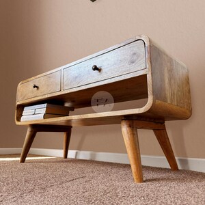 Wooden Tv Unit For Living Room • Modern Tv Stand Coffee Table • Mid-Century Tv Unit with Shelves • Low Tv Stand with Bookshelf • Tv Cabinet image 2
