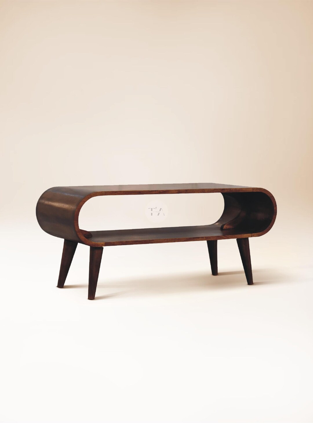 Tv Stand Side Table Rounded TV Stand Open Shelf Curved TV Stand Retro