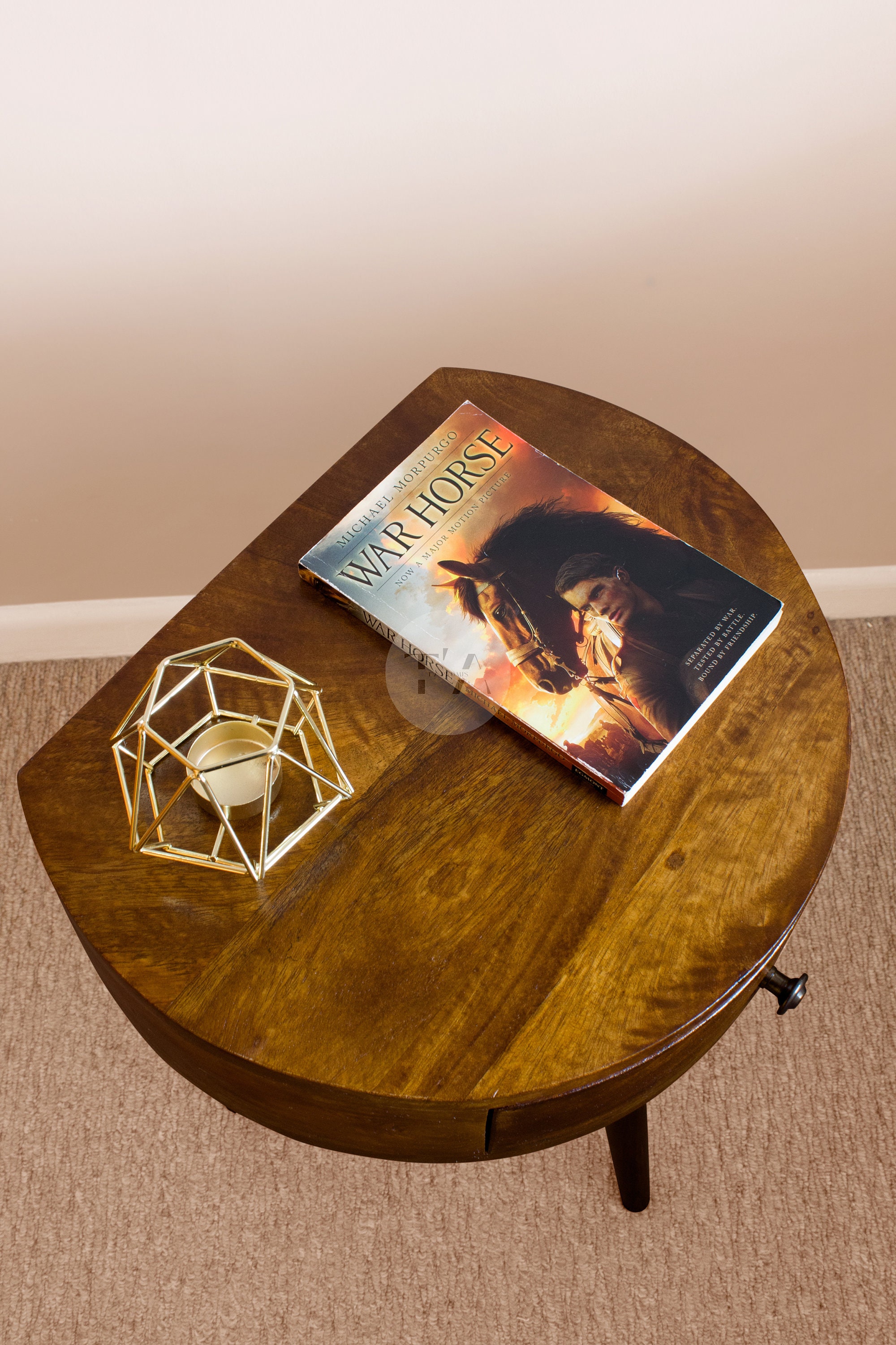 Small round outlet nightstand table