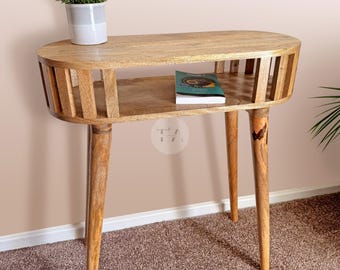 Slim Console Table Oak • Small Console Table Light Wood • Slatted Console Table Scandinavian • Japandi Console Table Narrow • Table Shelf