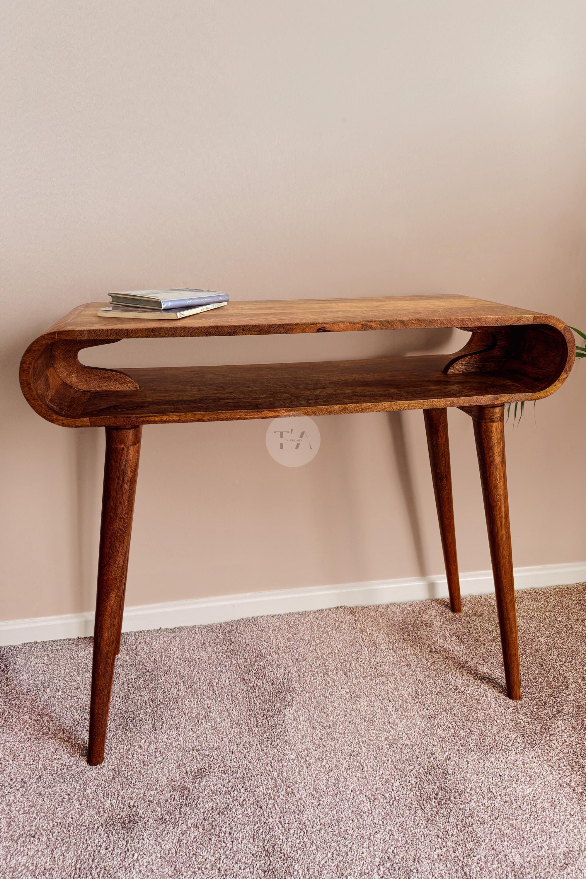 Table console Japandi * Table console étroite à fond ouvert * Table console mince Scandi * Table console ouverte en bois * Meubles de couloir nordique
