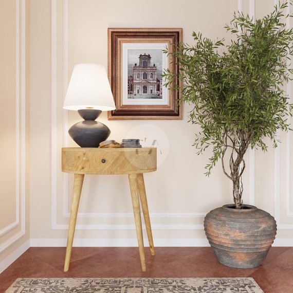 Crescent Solid Oak Hallway Furniture Console Hall Table: Stylish Elegance