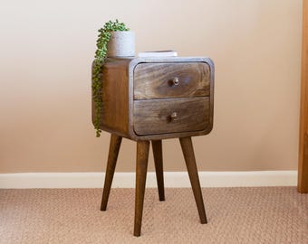 Small Grey Gothic Style Bedside Table for Small Bedrooms - UK