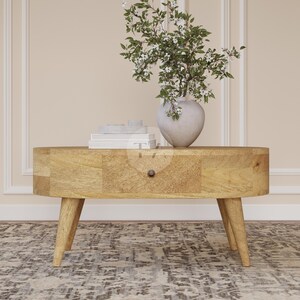 Oval Solid Wood Coffee Table With Storage • Low Height Coffee Table ...