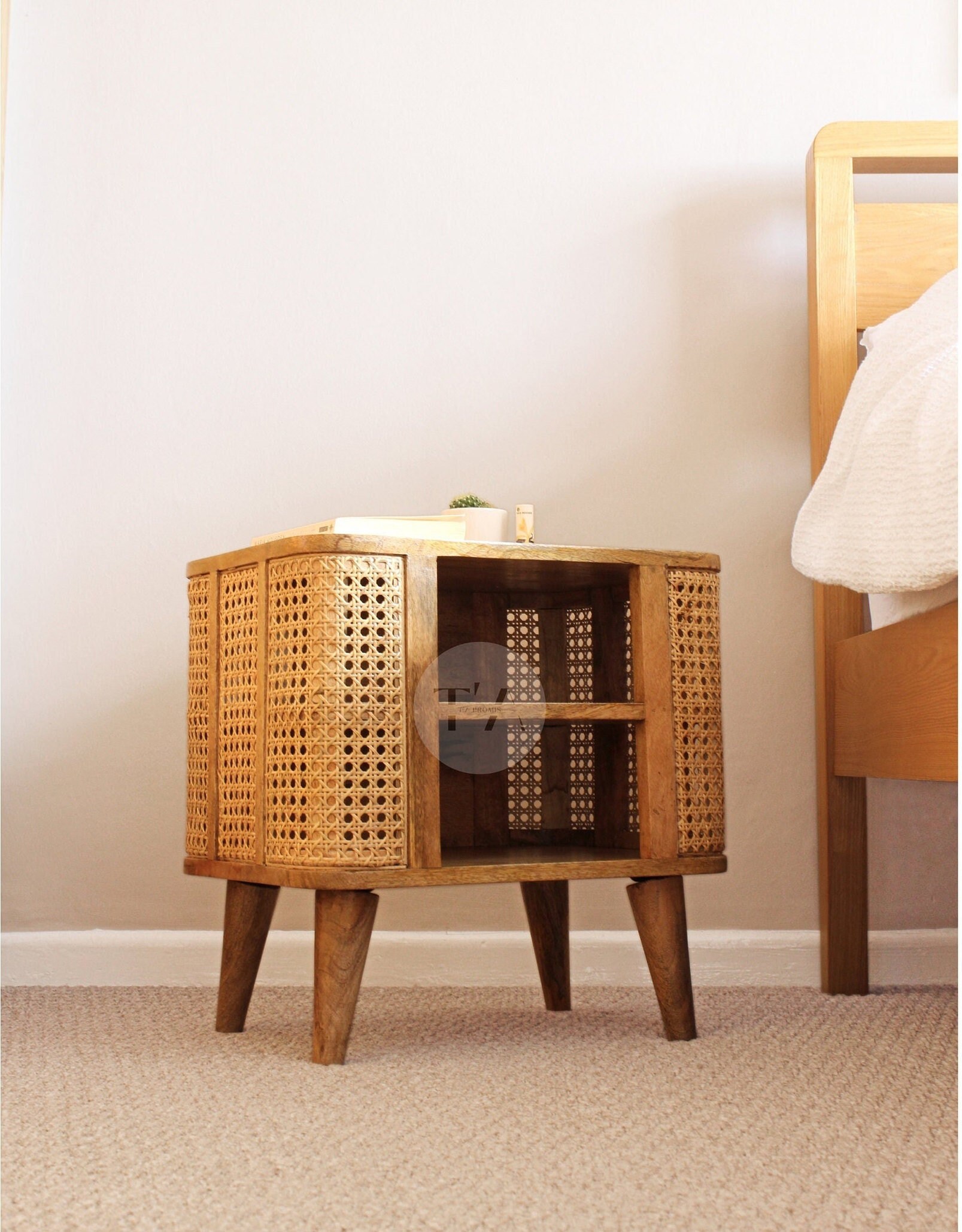 Rattan Bedside Table Boho Bedside Table Rattan Side Table Etsy UK
