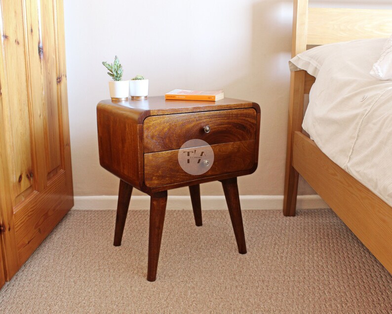 Bedside Table With Drawers Mid Century Bedside Table Etsy UK