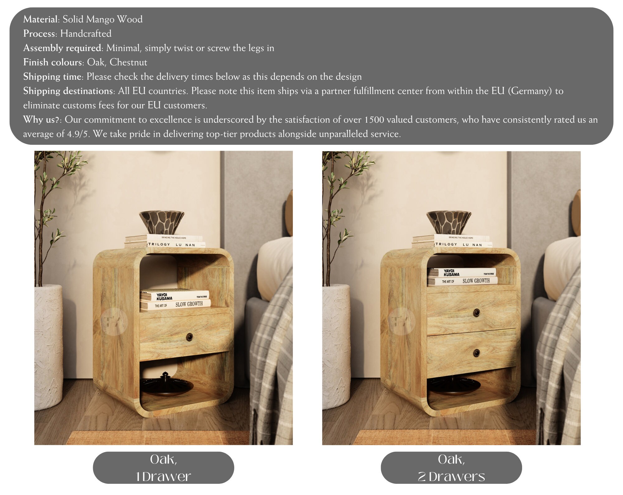 Galano Salisbury Con Specchio E Cassetto - Comodino In Rovere E Avorio Con Ripiano, Dimensioni Compatte 45,9x39,5x55,2 Cm - Perfetto Per Camera Da Letto, Soggiorno O Ingresso - 3