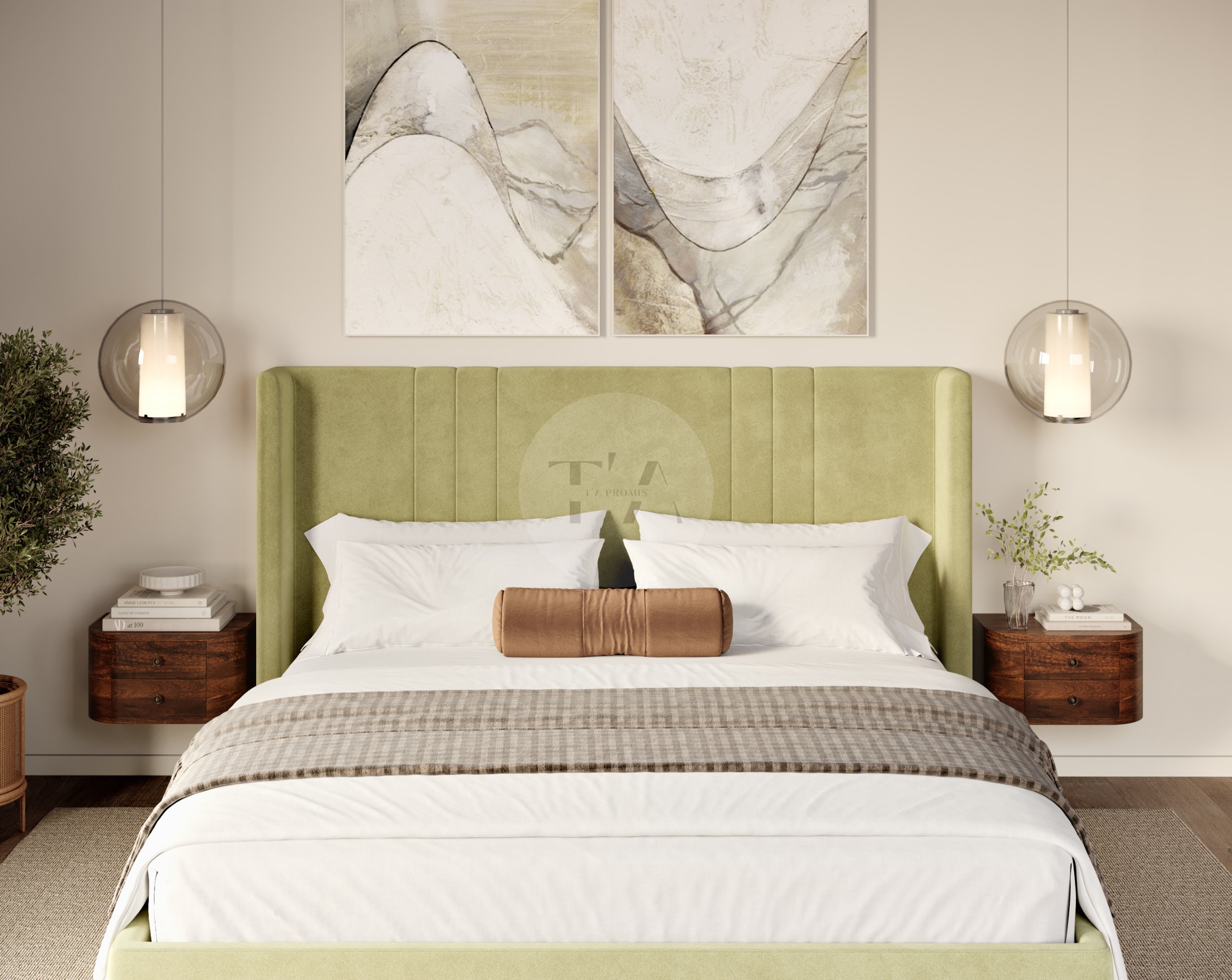 2 Drawer Floating Bedside Table Curved Edges • Wall Mounted Nightstand ...