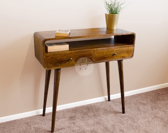 Mid Century Console Table with Drawers • Wooden Console Table with Shelf Storage • Modern Console Table Long • Tall Console Table Dark Wood