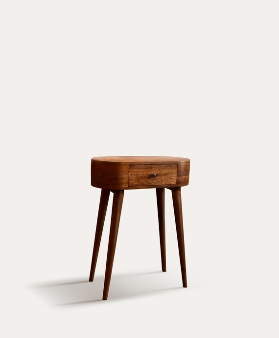 dark brown wood dressing table Dark Wood Dressing Table • Narrow Curved Vanity, No Mirror