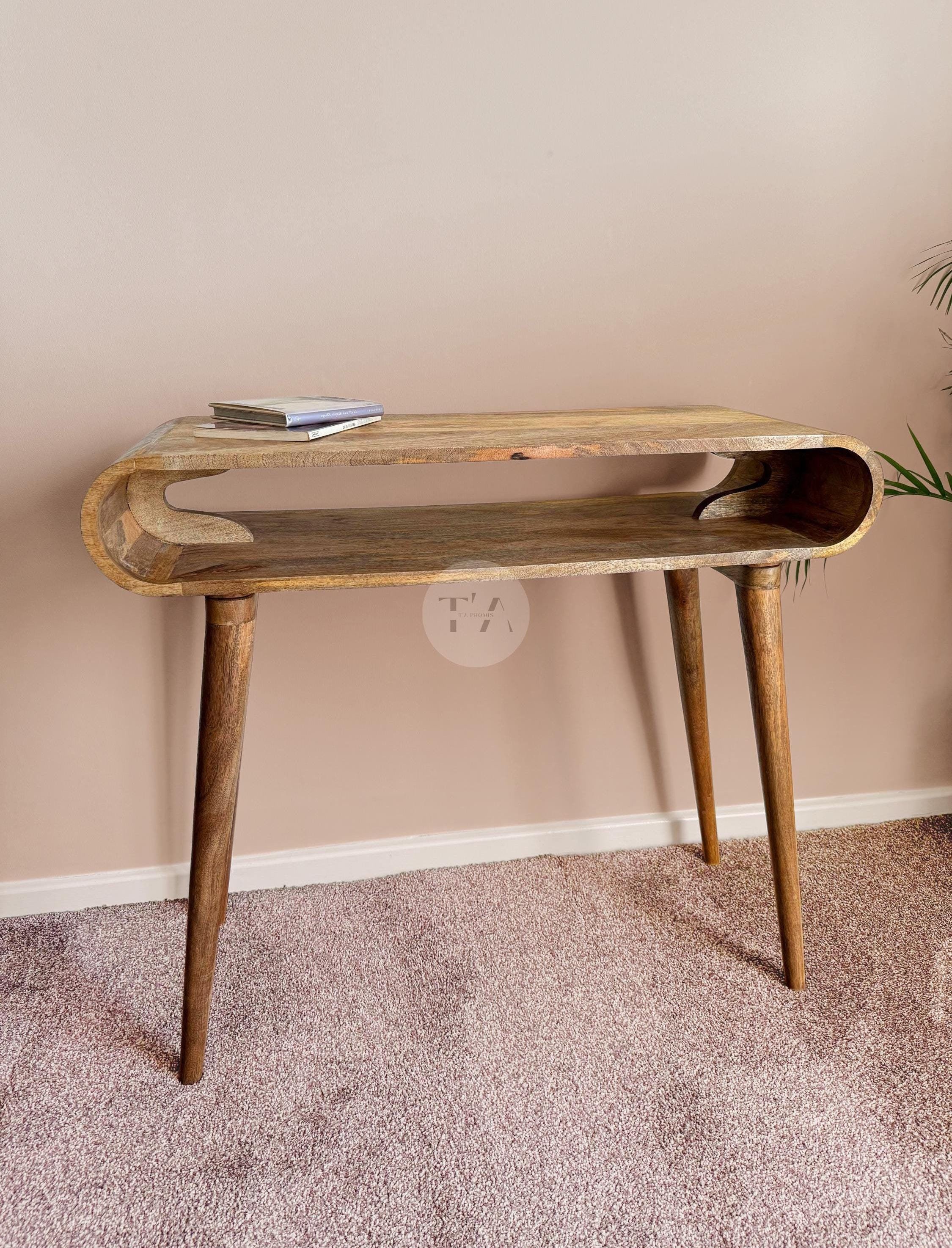 Japandi Console Table • Narrow Console Table Open Bottom • Scandi Slim ...