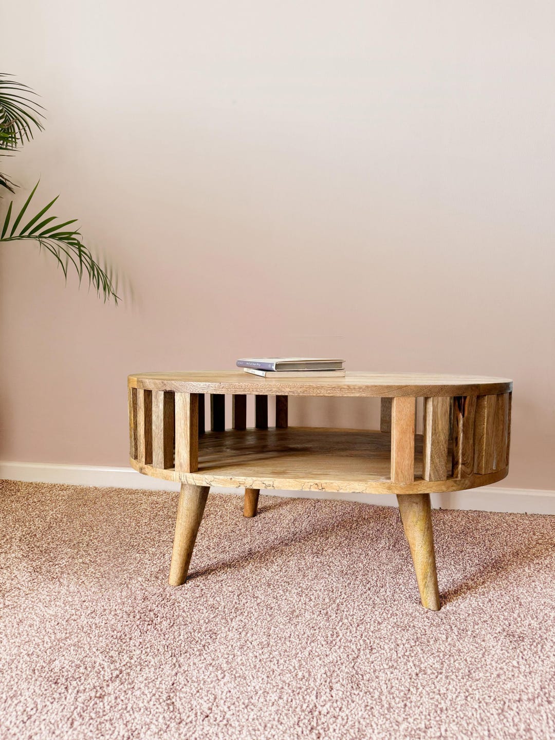 Mini Round Coffee Table, Small Coffee Tables for Small Spaces, Open ...