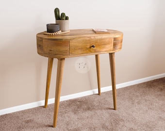 Mid Century Dressing Table • Mid Century Console Table Nordic • Modern Vanity Unit • Solid Wood Makeup Desk • Slim Console Table Wooden