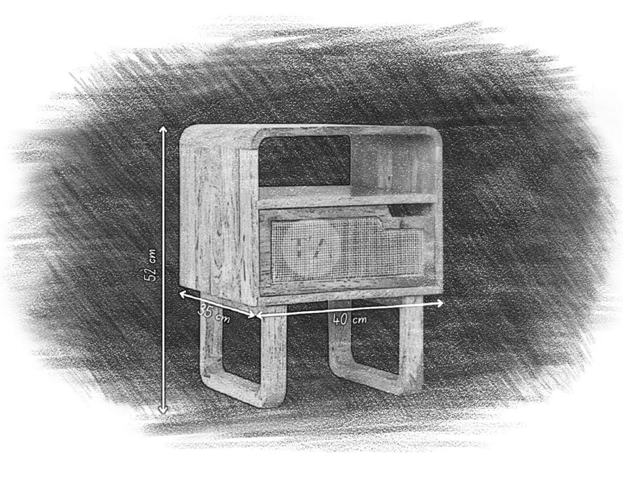 Rattan Bedside Table With Shelf & Drawer Farmhouse Bedside Etsy