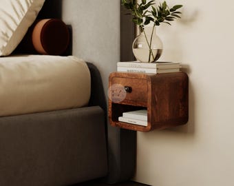 Very Small Bedside Table for Narrow Space: Floating Table on Wall