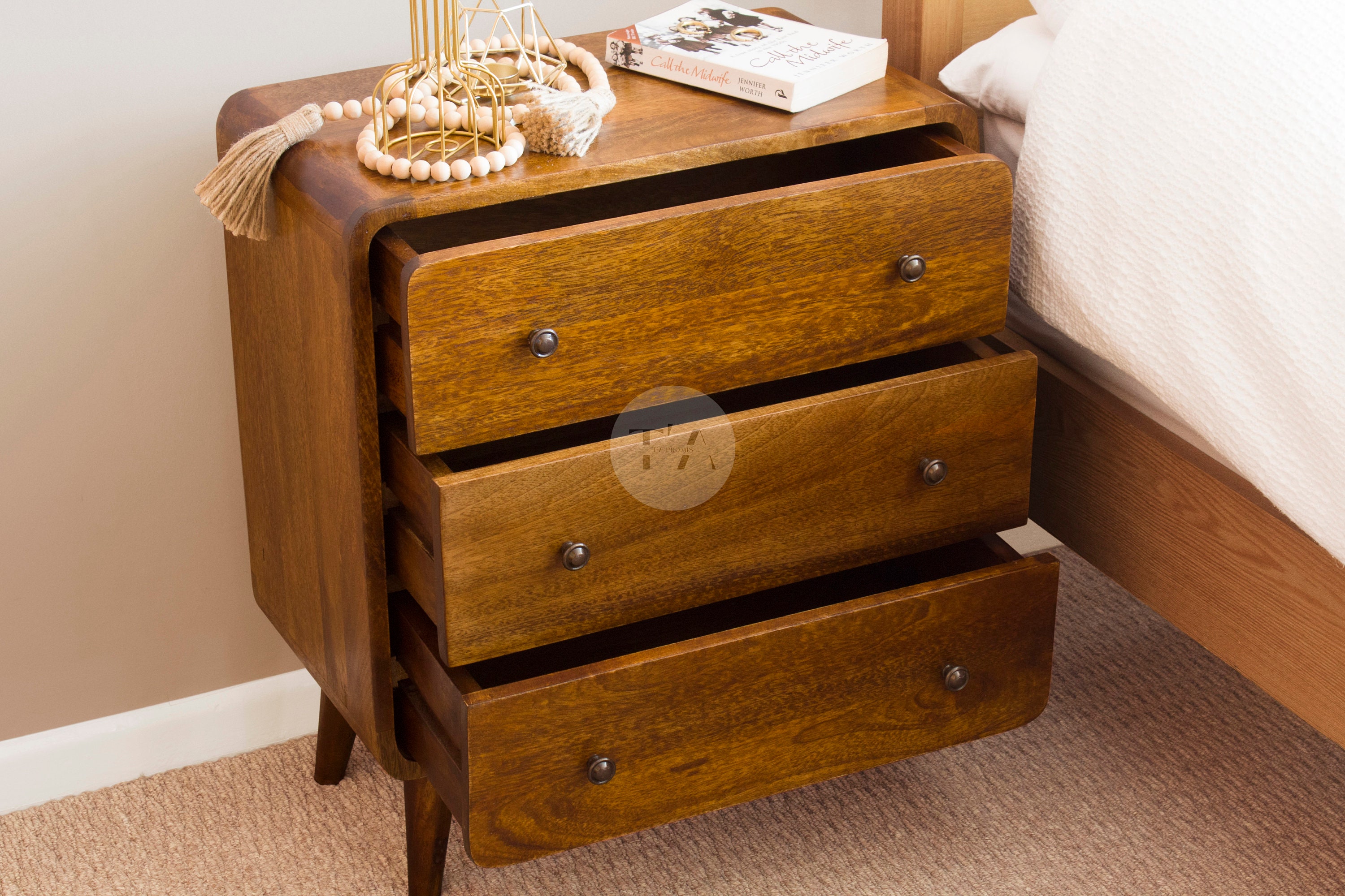 Extra Wide Bedside Table 3 Drawers Storage Large Bedside Cabinet with Drawers Big Bedside Table Chest Nordic Bedside Cabinet Farmhouse Etsy