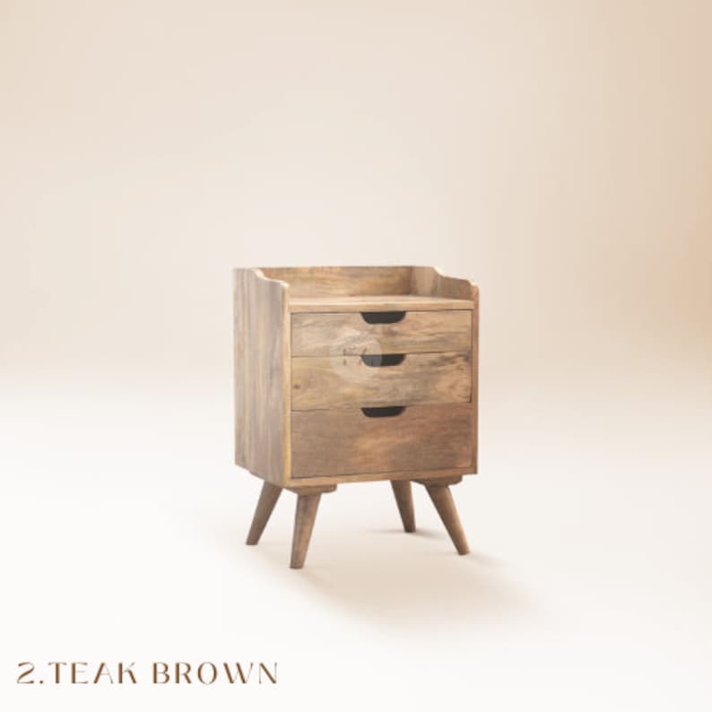 Mid Century Bedside Table 3 Drawers Bedside Table Storage Etsy UK