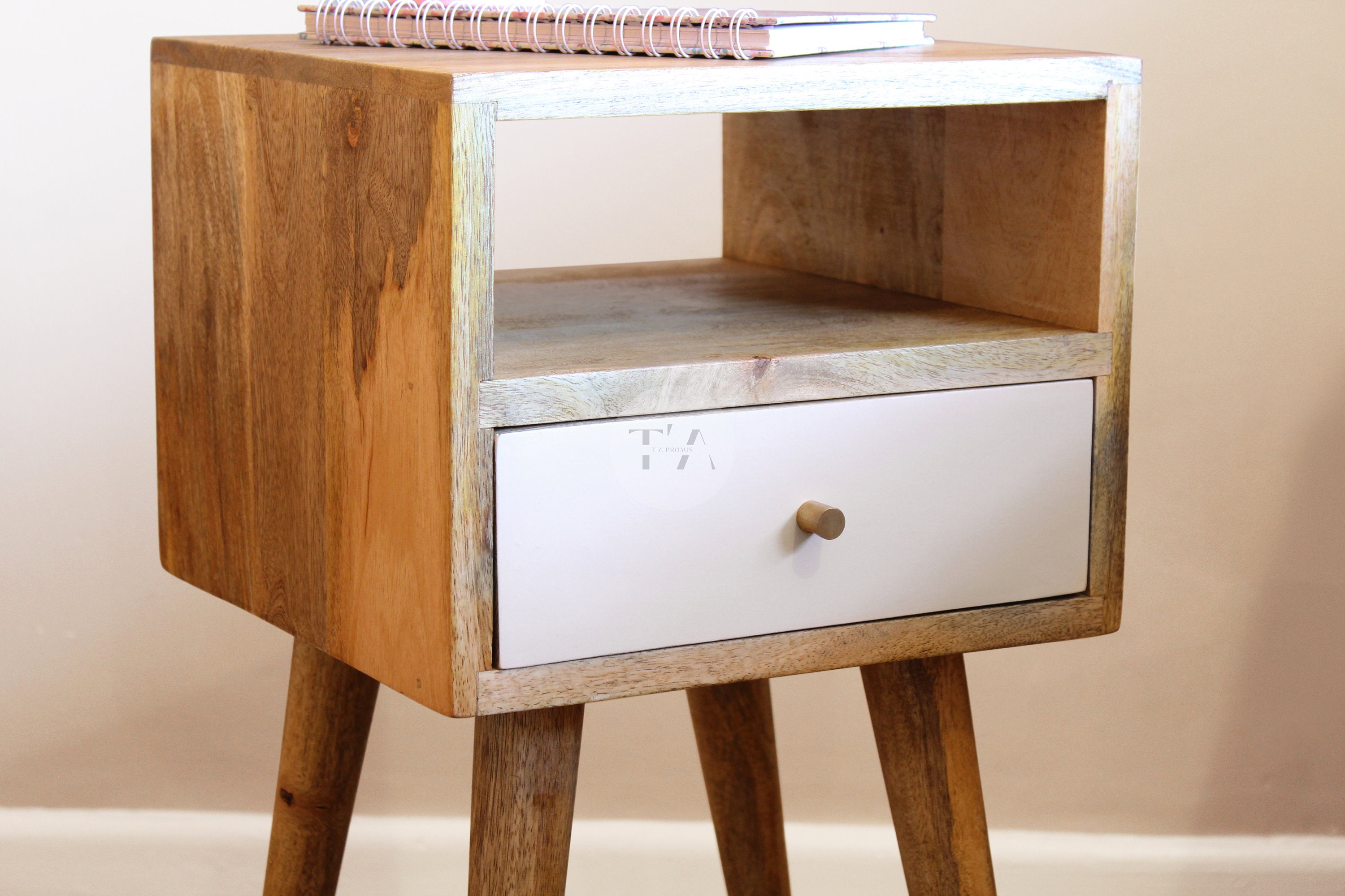 Colourful Bedsides Tables Pink Bedside Table Painted White Etsy UK