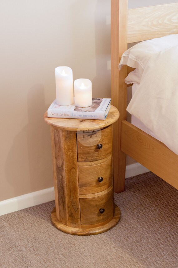 Cylinder nightstand on sale