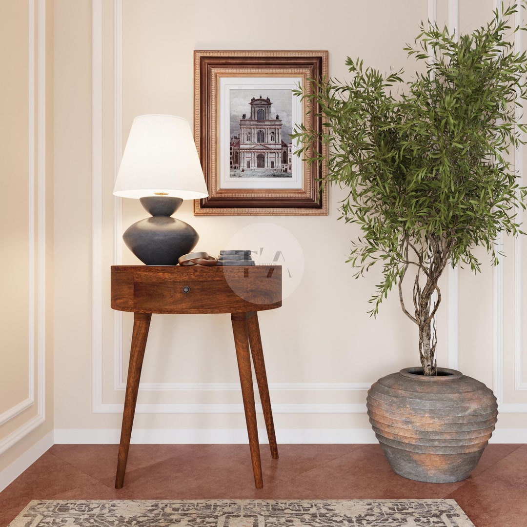 Curved Console Table Above Radiator • Half Moon Console Table With ...