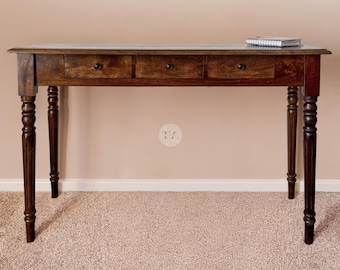 Mesa consola grande de estilo tradicional: Muebles de recibidor de madera maciza.