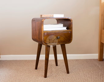 Wabi-Sabi Bedside Table: Japandi Natural Dark Wood Nightstand
