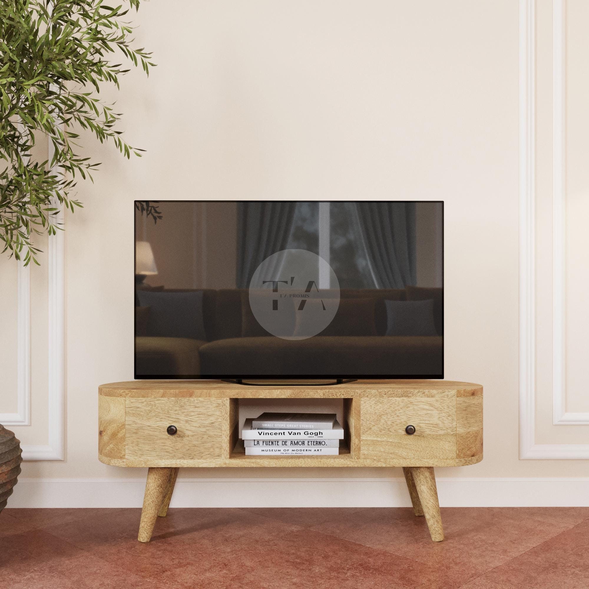 Tv Cabinet Corner Solid Wood Tv Cabinet With Storage Oak Tv Cabinet With Drawers Tv Cabinet for Bedroom Tv Bench Tv Console Round Etsy