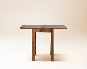 Table à manger en bois de chêne • Petite table de cuisine pour 2 • Petite table de salle à manger pliante • Table pliante en bois de style rustique • Table à manger convertible