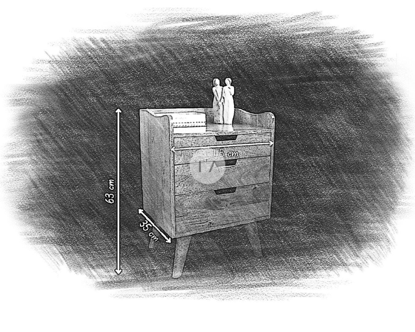 Mid Century Bedside Table 3 Drawers Bedside Table Storage Etsy UK