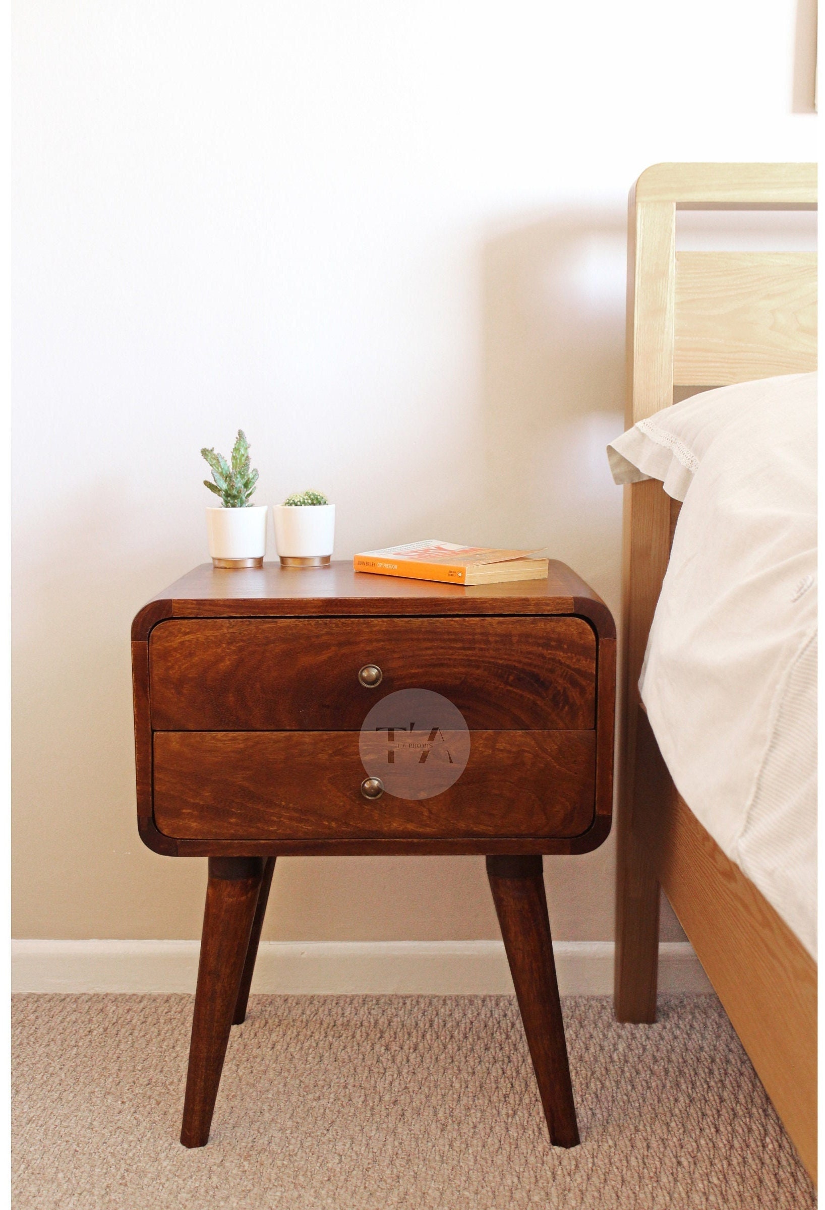 Bedside Table With Drawers Mid Century Bedside Table Etsy UK