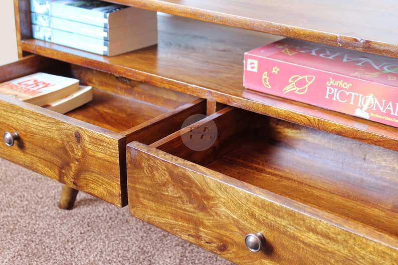 Tv Stand Solid Wood Tv Stand Mid Century Tv Stand With Etsy UK