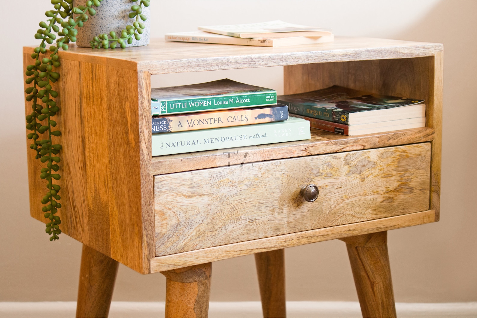 Nordic Bedside Table With Shelf Scandi Bedside Table With - Etsy UK
