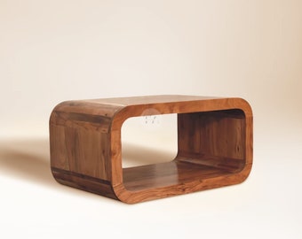 Mesa de centro abierta con esquinas redondeadas • Mesa de centro rectangular con bordes redondeados • Mesa de centro de madera natural Rectángulo • Mesa de madera