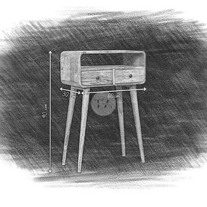 May include: A wooden side table with two drawers and a shelf. The table has four legs and measures 30 inches wide, 60 inches long, and 90 inches tall.