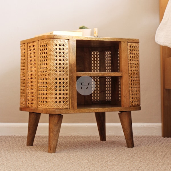 Rattan Side Table Etsy