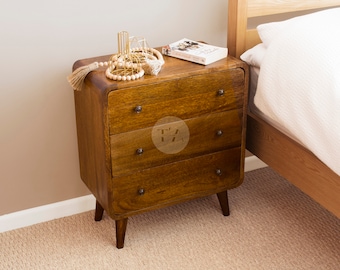 Wide Nightstand with 3 Drawers • Modern Farmhouse Nightstand
