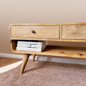 Wooden Tv Unit For Living Room • Modern Tv Stand Coffee Table • Mid-Century Tv Unit with Shelves • Low Tv Stand with Bookshelf • Tv Cabinet image 3