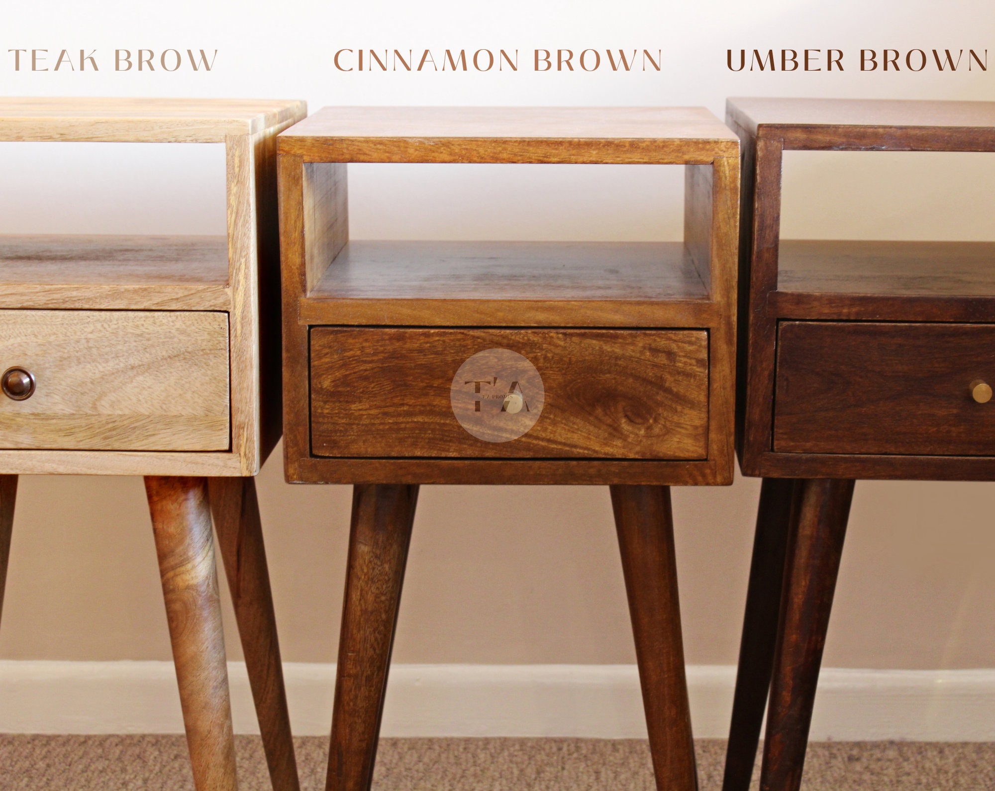 Dark Wood Bedside Table Walnut Finish Bedside Table Etsy UK