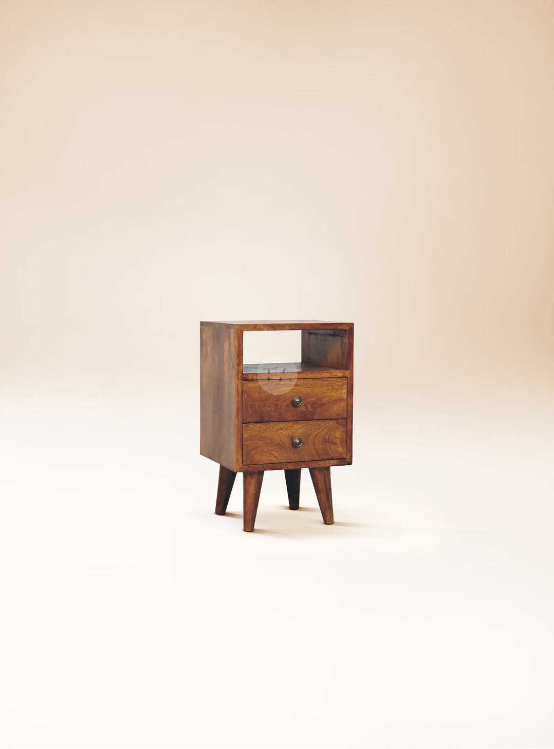 Rustic Bedside Table for Small Space Slim Nightstand With Drawers Low Wooden Bedside Table Max