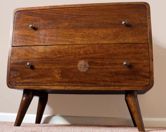 Lowboy Dresser Farmhouse • Small Sideboard Mango Wood • Curved Chest of Drawers