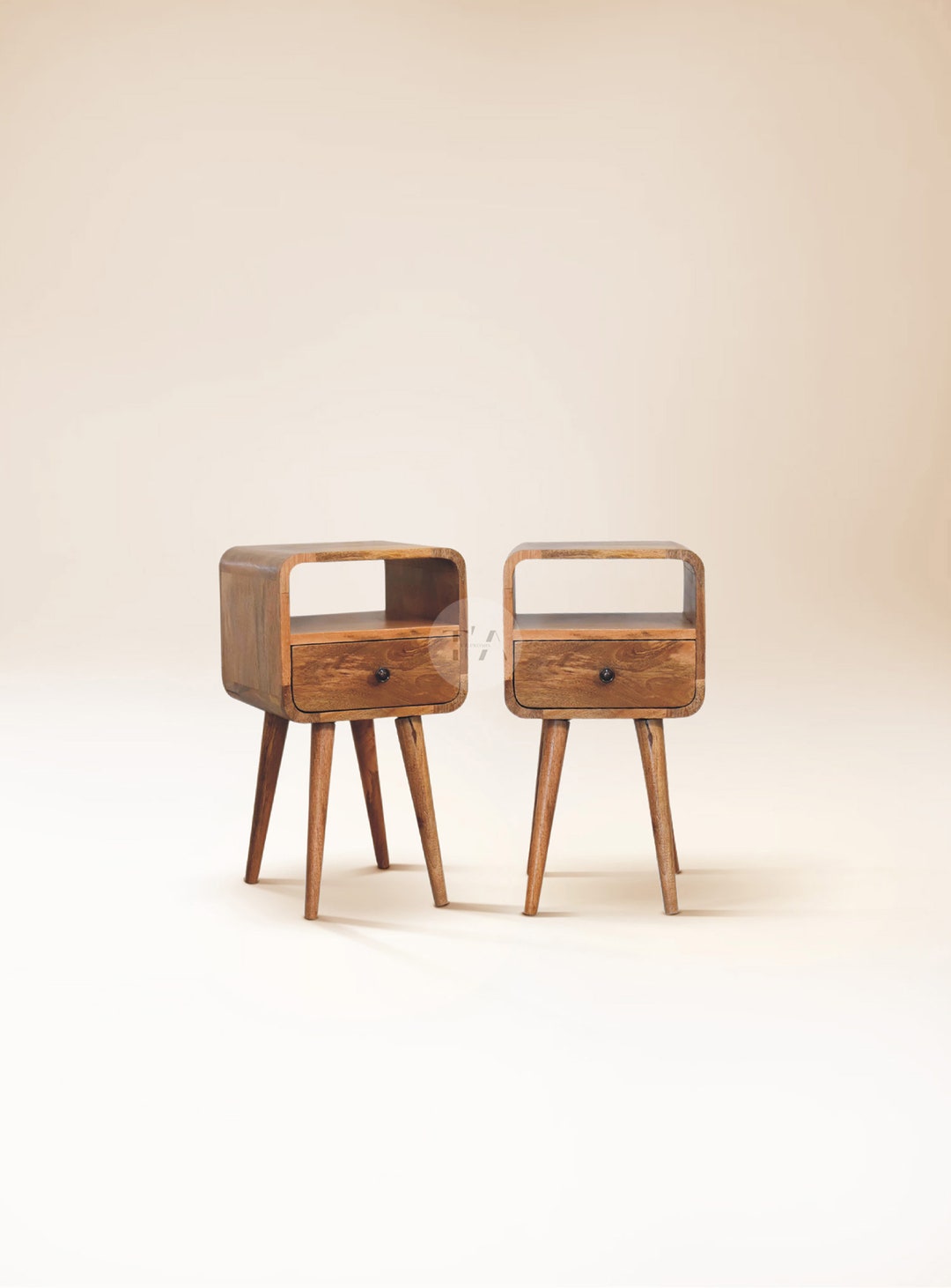 Pair of Small Bedside Tables With Drawers Pair Bedside Tables Handmade Minimalist Nightstand Set of 2 2 Side Tables With Open... 