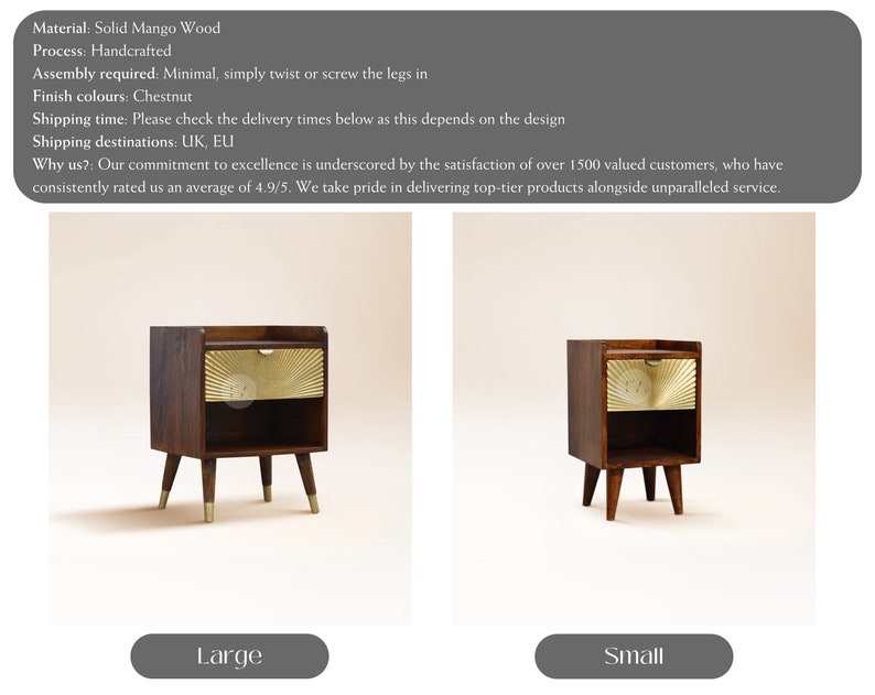 Mini Bedside Table Gold Gold Nightstand for Bedroom Gold Bedside Cabinet Small Dark Wood Bedside Table Slim Bedside Table 2 Shelves Large (H58xW45xD35)