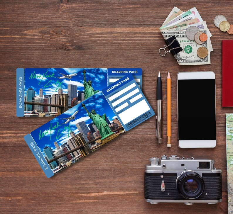 Surprise New York Trip Ticket , New York Surprise Boarding Pass